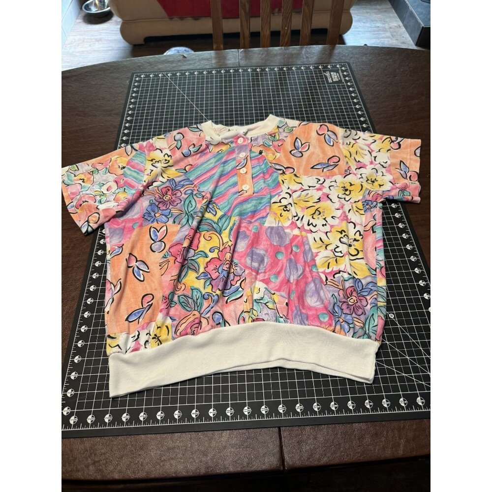 Vintage Season Ticket Floral & Geometric Print Short Sleeve Shirt